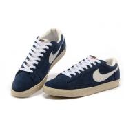 Soldes Chaussure Basket Nike Blazer Cuir Low Pour Homme en Bleu